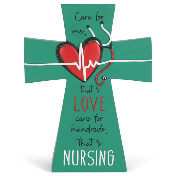 Care Love Nursing Teal Cross 6 x 4.5 Resin Decorative Wall and Tabletop Frame