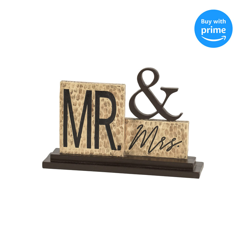Dicksons Mr. & Mrs. Scalloped Two-Tiered Brown 8 inch Resin Decorative Tabletop Figurine