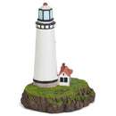 Weathered White Lighted Lighthouse 5 inch Resin Decorative Tabletop Figurine