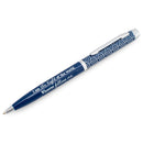 Royal Blue Silver Ton Lighthouse 5 inch Metal Ballpoint Pen On Card