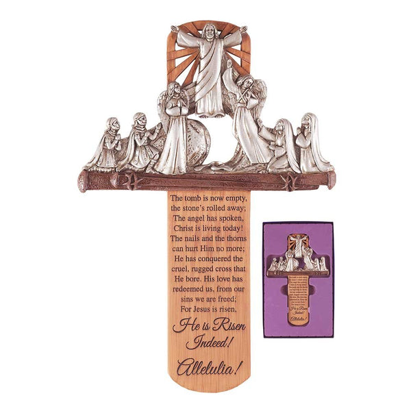 Dicksons He is Risen Alleluia 10 x 6 Inch Resin Stone Wall Cross