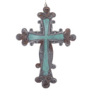 Dicksons Filigree Turquoise Inlay Antiqued Brown 11 Inch Resin Wall Cross