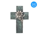 Dicksons Bless Our Family Floral Turquoise 10 Inch Decorative Wall Cross