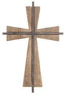 Natural Brown Flared 13.5 inch Resin Decorative Wall Tabletop Cross Figurine