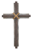 Dicksons Rope Center Rustic Natural Brown 16 x 10 Wood and Metal Hanging Wall Cross