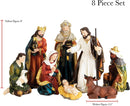 Antiqued Colorful Nativity 8 x 3.5 Resin Decorative Tabletop Figurine Set 8